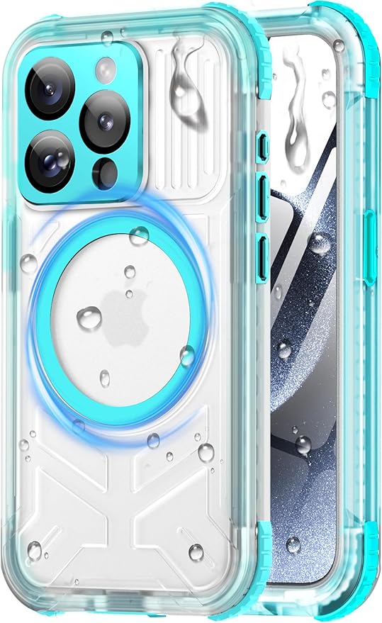 for iPhone 15 Pro Waterproof Case with Magsafe, Built-in [Camera & Screen Protector] [Lanyard], IP68 Water Proof Full Body Dustproof Heavy Duty Frosted Protective Phone Cover, 6.1" Teal