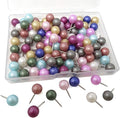Honbay 100PCS Multi-Color Pearl Push Pins Plastic Round Head Thumb Tacks with Case for Map Bulletin Board Cork Board Calendar Photo Wall Office (Diameter: 10mm)