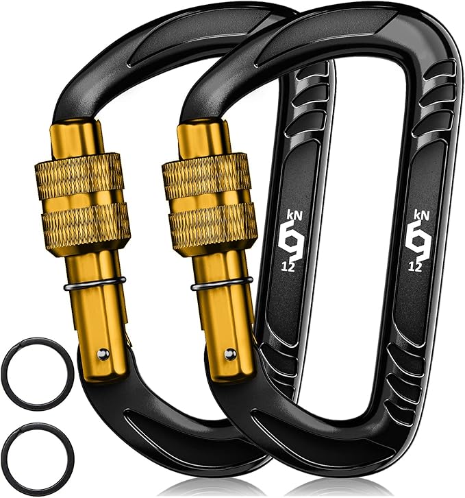 Rhino Produxs 12kN (2697 lbs) Heavy Duty Carabiner Clips, for Securing Pets, Outdoor, Camping, Hiking, Hammock, Dog Leash Harness, Keychains