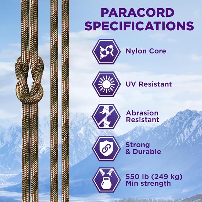 TECEUM Reflective Paracord Rope 1000 – 1000ft/200ft/100ft/50ft – 40+ Colors – Glow in The Dark – para Cord – Utility Rope for Survival, Hunting & Camping Gear – Nylon String, Camping Rope, Tent Cord