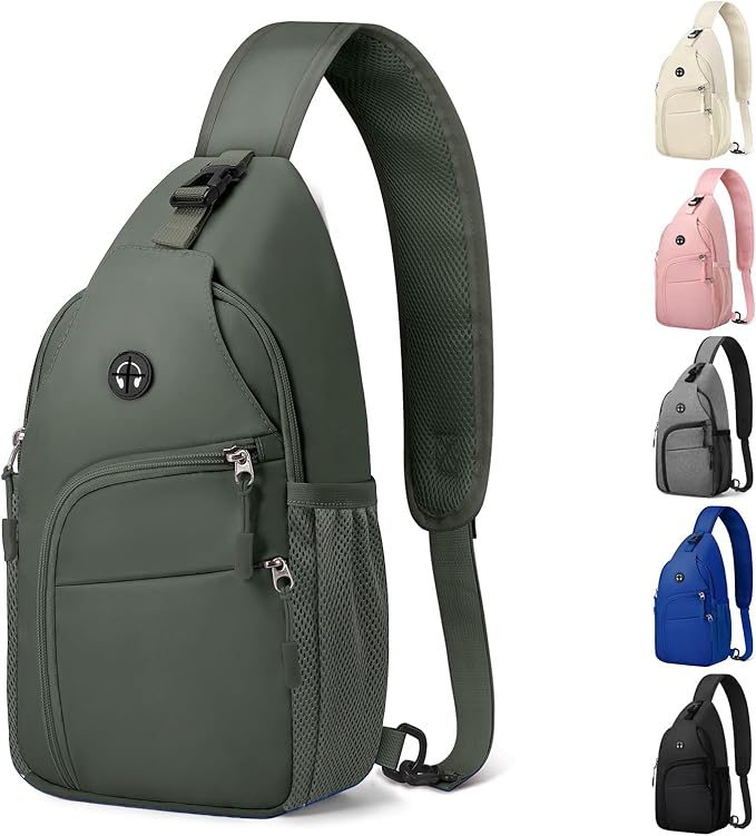 Pritent Crossbody Bags for Women Man, Waterproof Sling Bag Backpack Trendy Casual Cross Body Bags with Convertible Shoulder Strap Chest Bag for Camping Hiking Travel Essentials (Wine, Medium)