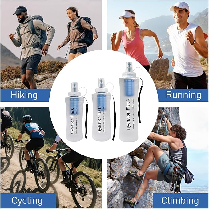 700ML Collapsible Water Bottle with Filter for Hiking, Camping & Travel - TPU Soft Flask, 0.1 Micrometer Hollow Fiber Membrane for Clearer, Better Tasting Outdoor Water(White)