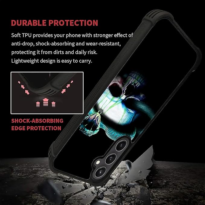 for Samsung Galaxy S23 FE Case, Skeleton Winding Snake Pattern Graphic Design Girl Boy Soft Silicone Hard Acrylic Shock Protection for Samsung Galaxy S23 FE