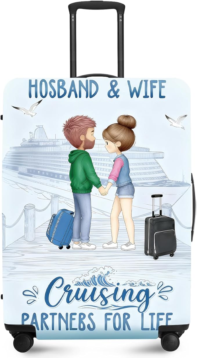 Valentine'S Day Couple Travel Luggage Cover -Stretchable Airplane Suitcase Protector Sleeve,Universal Washable Fit for 20-22 Inch Checked Baggage,Water Resistant Durable Luggage Protector,S