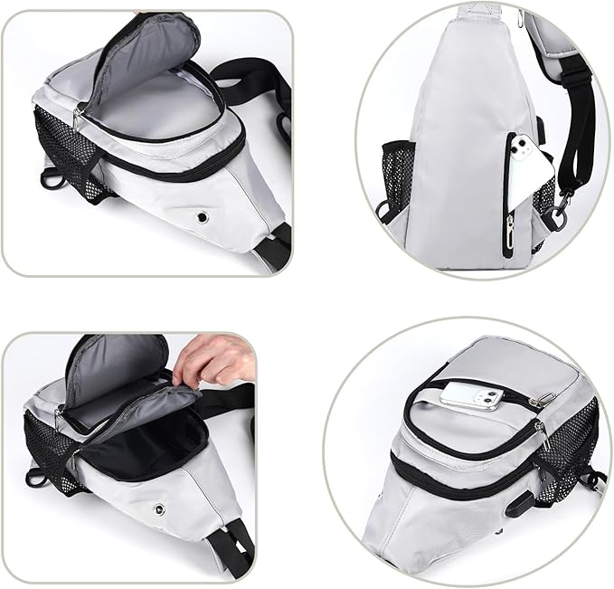 JENAGREEN Waterproof Sling Backpack Crossbody Sling Bag for Women Men, Multipurpose Travel Hiking Adjustable Chest Bag Casual Daypack