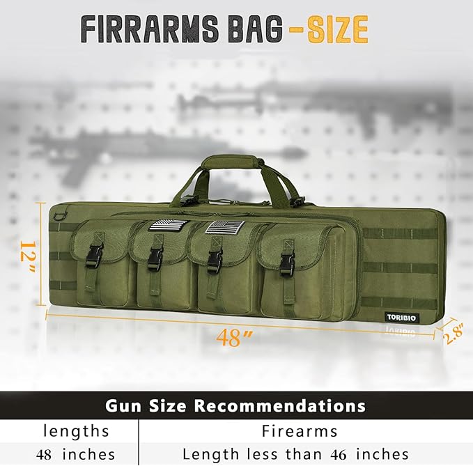 TORIBIO Double Rifle Case Soft Bag 32" 34" 36" 42" 46" 48'' 51“ 55” Gun Case Tactical for Rifle Firearm Storage, Transportation and Hunting Shooting Range, Rifle Backpack