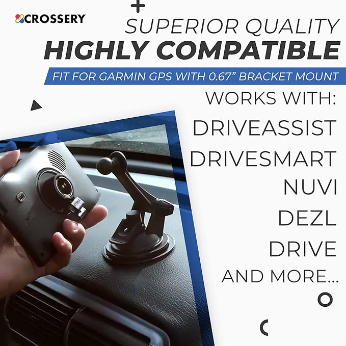 GPS Mount for Garmin with Suction Cup - Dashboard and Windshield Garmin GPS Mount for Car, Ultra-Sticky Dash Holder for Nuvi RV Dezl Drive Drivesmart Driveassist & More