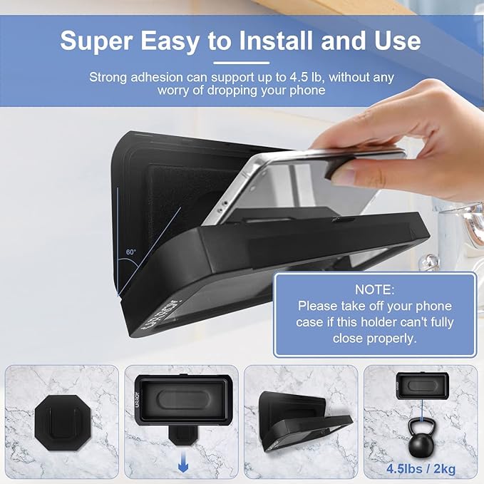 URROY Shower Phone Holder Waterproof, 360° Rotation Shower Phone Case, Anti-Fog High Sensitivity Universal Cover Mount Stand for Bathroom Wall Mirror Bathtub Kitchen, Gift for Men Women