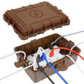 Waterproof Electrical Box, Large Outdoor Extension Cord Covers Waterproof, 8 Cable Seal Entry Weatherproof, IP54 Protect Power Strip, Timer Outlet Plug, Socket, Holiday Light Decoration (Brown)