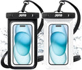 JOTO 2 Pack Universal Waterproof Phone Case for iPhone 17 Air 16 15 14 13 12 11 Plus Pro Max, IPX8 Cellphone Dry Bag XR X SE, Galaxy S23 S22 S21 S20+ S20 S10 Plus Note, Pixel up to 7" -Black, Clear