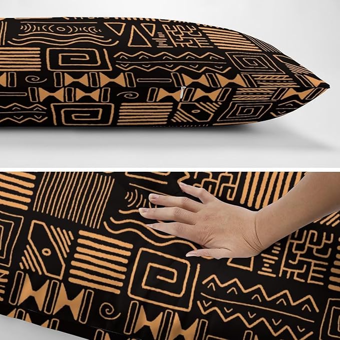 African Ethnic Pattern Throw Pillow Covers Set of 2 Queen Size Abstract Tribal Art Pillow Cushion Cases Standard Pillow Cases Decorative Pillowcase 20X30 Inch for Sofa Bed
