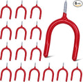 Lian.Ripple.Lian16 PackGarage Storage System Steel U Hooks with Anti-Slip Coating Home Improvement and Organization Screw in Hooks Easy Wall Mounting Heavy Duty Bike and Ladder (Red, 16 Pack)