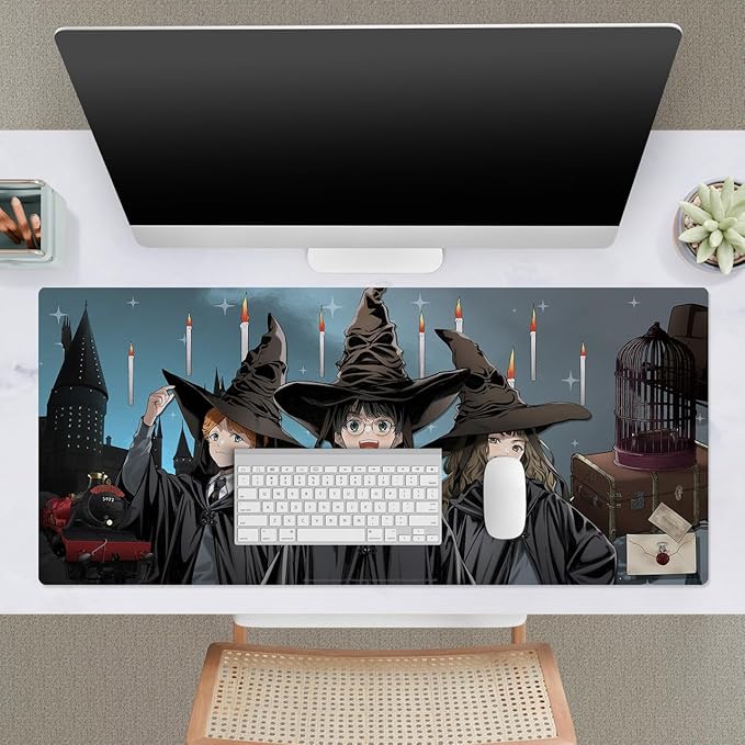 Head Case Designs Officially Licensed Harry Potter Ron, Harry, Hermione Graphics 37.4 x 15.75 x 0.16 inches (900 x 400 mm) - XL Gaming Office Desk PC Keyboard Mouse Mat Pad