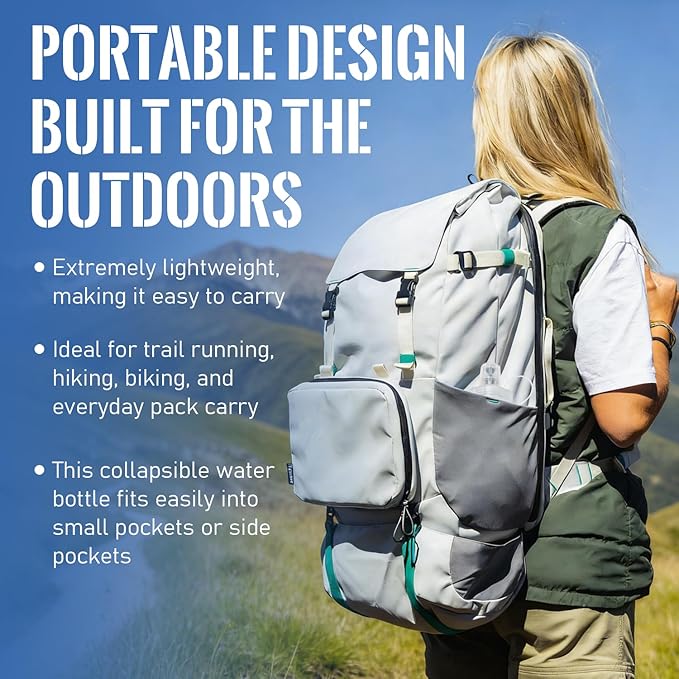 500ML Collapsible Water Bottle with Filter for Hiking, Camping & Travel - TPU Soft Flask, 0.1 Micrometer Hollow Fiber Membrane for Clearer, Better Tasting Outdoor Water(White)