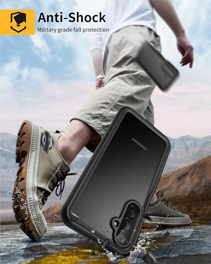 Lanhiem for Samsung Galaxy A26 Phone Case, IP68 Waterproof Dustproof, Built-in Screen Protector, Rugged Full Body Shockproof Protective Cover for Samsung A26 6.7", Black