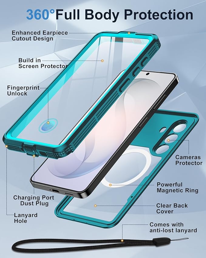 for Samsung Galaxy S26 Waterproof Case, [Fit for Magsafe] [IP68 Water Proof] [Built-in Screen Protector], Magnetic Heavy Duty Military Grade Rugged Phone Case for S 26 6.3", Teal