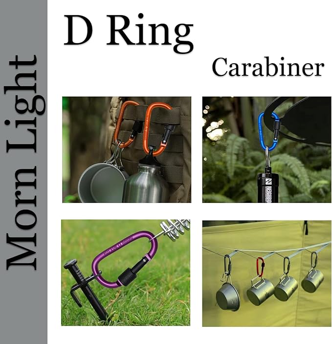 6 Pack Small Locking Carabiner, 3 Inch Aluminum D-Shape Snap Hook with Screw Gate for Hiking, Camping, Fishing&Backpack(Not for Climbing)