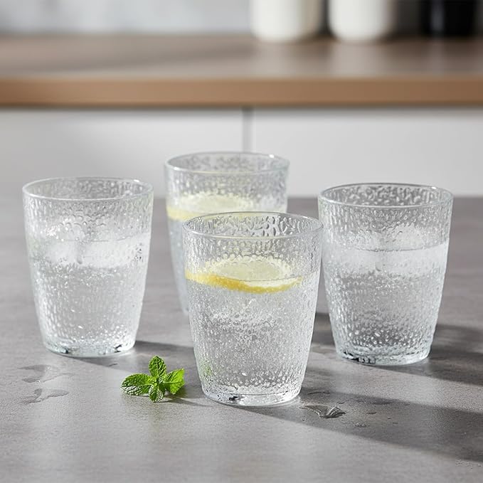 Clear Plastic Drinking Glasses, Reusable Acrylic Drinking Cups, Stackable Glasses Drinkware, Unbreakable Water Tumblers for Bars Christmas Juice, BPA Free, Dishwasher Safe (Clear)