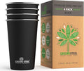 Stainless Steel Cups - 16 oz Pint Tumbler (4 Pack) - Premium Metal Drinking Glasses | Stackable Durable Cup (16 oz Black)