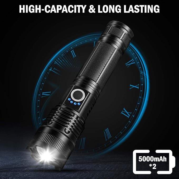 Lylting Rechargeable Flashlights High Lumens, 4 Pack 99,000 Lumens Led Flashlights with 5000ɱAh Βattery, Waterproof Powerful Flash Light Multifunctional Flashlights for Home Camping Hiking