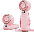 SWEETFULL Portable Handheld Turbo Fan - Portable Fans Rechargeable, 5000mAh, 180° Adjustable, 5 Speed Wind, Digital Display Electric Personal Hand Fan Quiet, Travel Essentials, Beach Vacation (Pink)