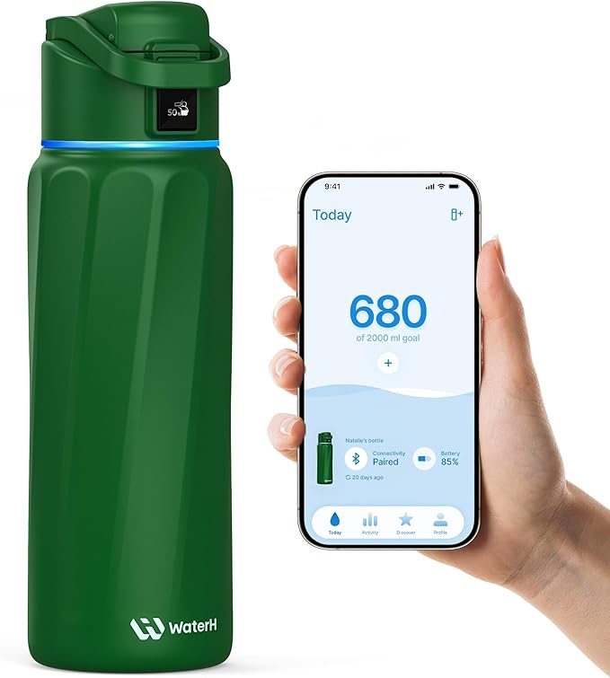 BOOST Smart Water Bottle with Reminder & Tracker, Double Wall Vacuum Insulated Bottles Stainless Steel, 32oz BPA-Free Wide Mouth for School, Gym, Office, Ideal for Mother's Day