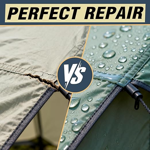 Tent Repair Glue Seam Sealer, Waterproof Flexible Tent Repair Kit, Tent Seam Sealer for Tents, Jackets, Sleeping Pads, Awning and Outdoor Fabric, Repairs Tears in Nylon, Canvas, and Vinyl