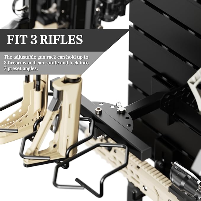 Wall Rack System - Heavy-Duty Aluminium Tactical Storage for Rifles, Carbines, Shotguns & Handguns, Modular Slatwall Organizer Holds up to 3 Rifles, 7 Pistols & 4 Mags