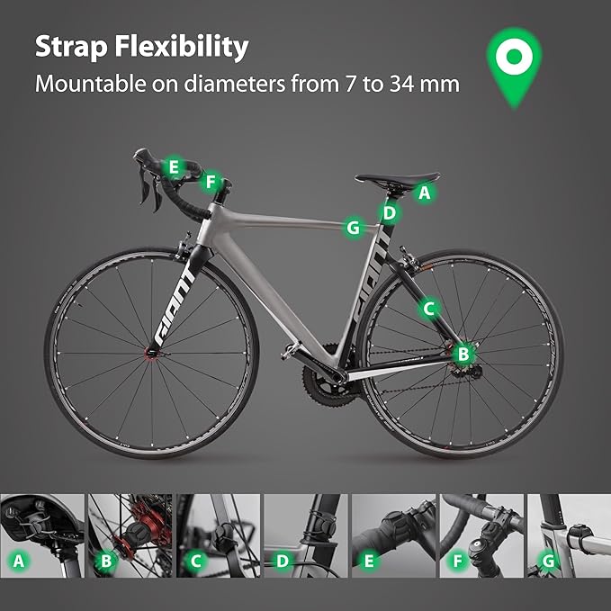 BONE Bike Air Tracker Tag Strap, Hidden Bicycle GPS Tracker Case for Apple Tag, Ultra-Lightweight Scratch-Free & Waterproof Silicone Holder, Anti-Theft Seatpost Mount for Mountain Bikes & Scooters