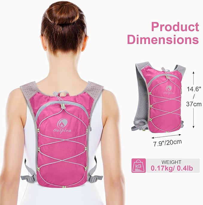 Lightweight Hydration Backpack with 2L Water Bladder for Men Women, Small Water Backpacks Running Vest for Hiking