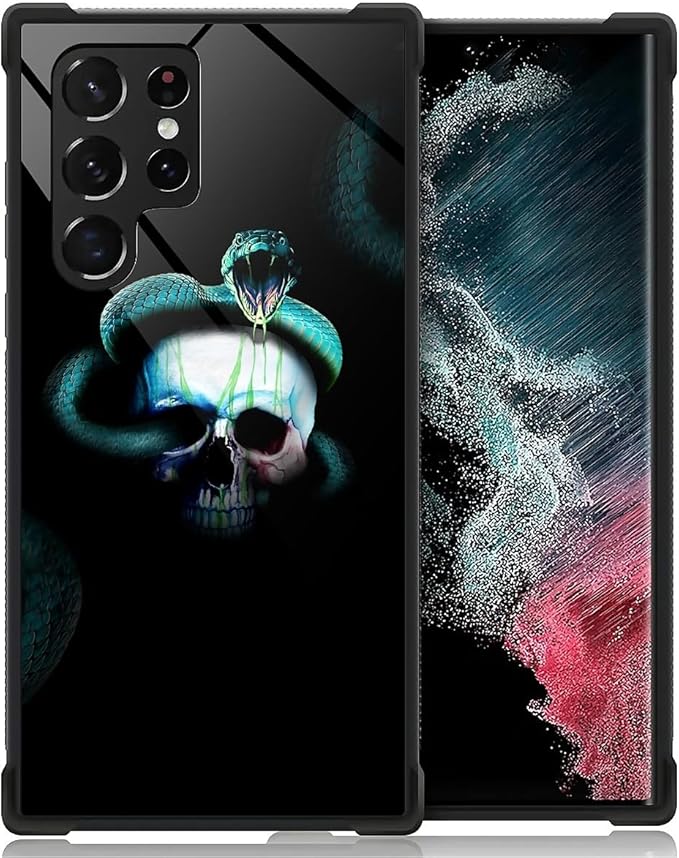 for Samsung Galaxy S23 Ultra Case, Skeleton Winding Snake Pattern Graphic Design Girl Boy Soft Silicone Hard Acrylic Shock Protection for Samsung Galaxy S23 Ultra