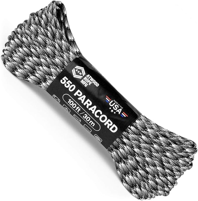 Atwood Rope MFG 550 Paracord 100 Feet 7-Strand Core Nylon Parachute Cord Outside Survival Gear Made in USA | Lanyards, Bracelets, Handle Wraps, Keychain (Urban)
