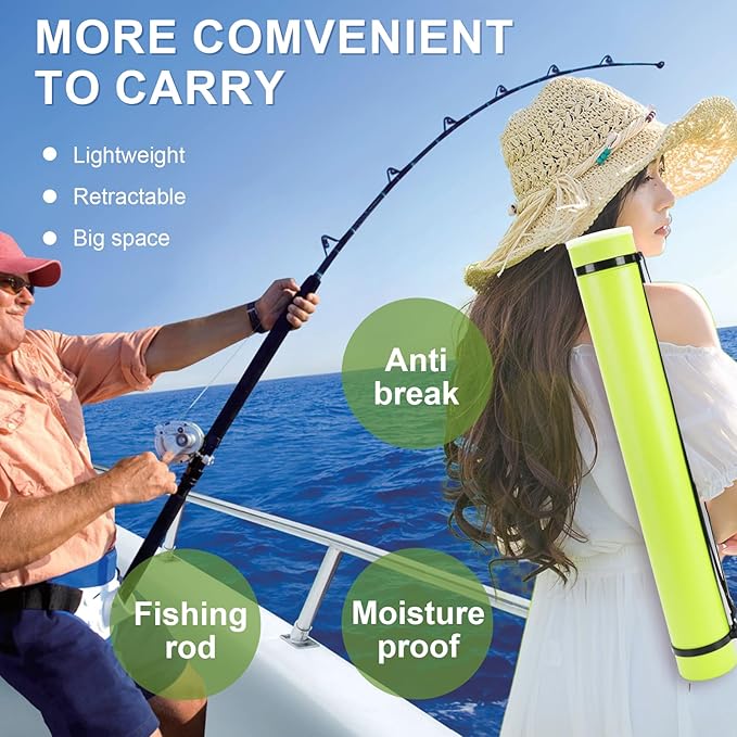 DEWEL Poster Tube, Waterproof Poster Holder Plastic Expandable Poster/Art/Document Storage Tube 24.5" to 40", Adjustable Poster Storage Blueprint Holder with Carrying Strap (Light Green-Large Size)