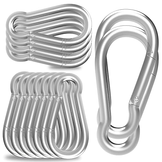 Carabiner, Heavy Duty Galvanized Steel Spring Snap Hook Carabiner Clips with 770LBS Holding Capacity, Ideal for Outdoor, Hammock, Swing and Travel (M10 4Inch, 20PCS)