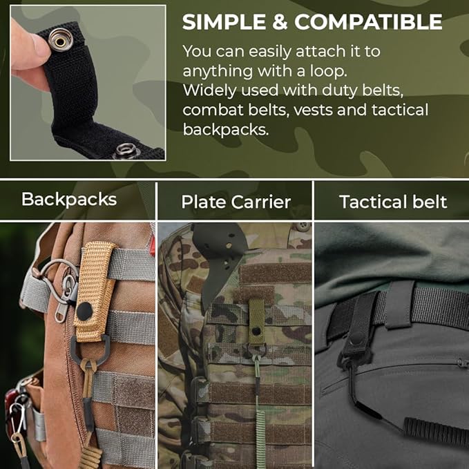 TECEUM Tactical Pistol Lanyard – 3+ Colors – Equipment Accessories for Military, Police, Security & Personal Use – Spring Safety Strap with D-Ring Keeper – Anti-Loss Elastic Coil for Belt or MOLLE