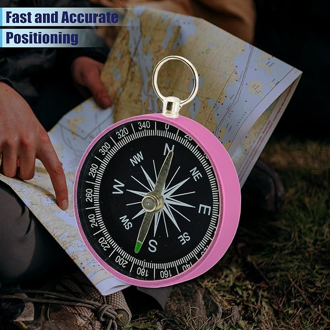 Pocket Compass, 2 Pieces Mini Compass with Key Ring, Suitable for Hiking Survival, Mountaineering Camping, Outdoor Adventure Party Navigation Tools