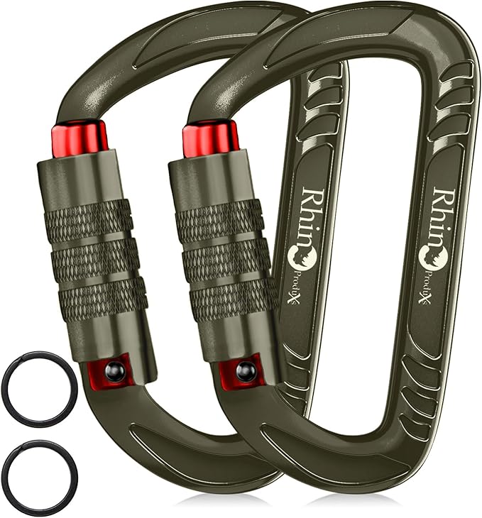 Rhino Produxs 12kN (2697 lbs) Heavy Duty Carabiner Clips, for Securing Pets, Outdoor, Camping, Hiking, Hammock, Dog Leash Harness, Keychains