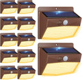 Peasur 12 Packs Solar Outdoor Lights Motion Sensor Solar Security Light Waterproof with 3 Lighting Modes Solar Powered Wall Lights Outside for Garden Fence Yard, Brown Warm