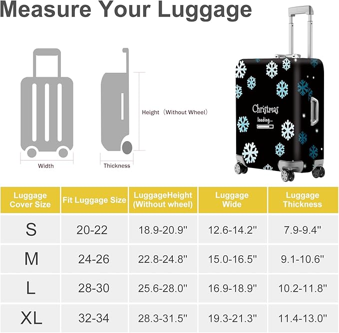 ANNA QUEEN Christmas Loading Luggage Cover, Funny Snowflake Design Suitcase Protector, Stretchable Washable Travel Sleeve for 32-34 Inch Luggage