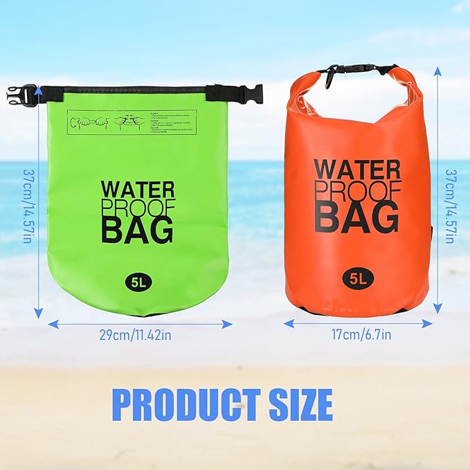 Jexine 15 Pack Dry Bag Waterproof, 5L Ultralight Dry Sacks Roll Top Storage Bag Backpack Camping Portable Outdoor Bags Keep Gear for Backpacking Kayaking Hiking Swimming Fishing Boating (Multicolor)
