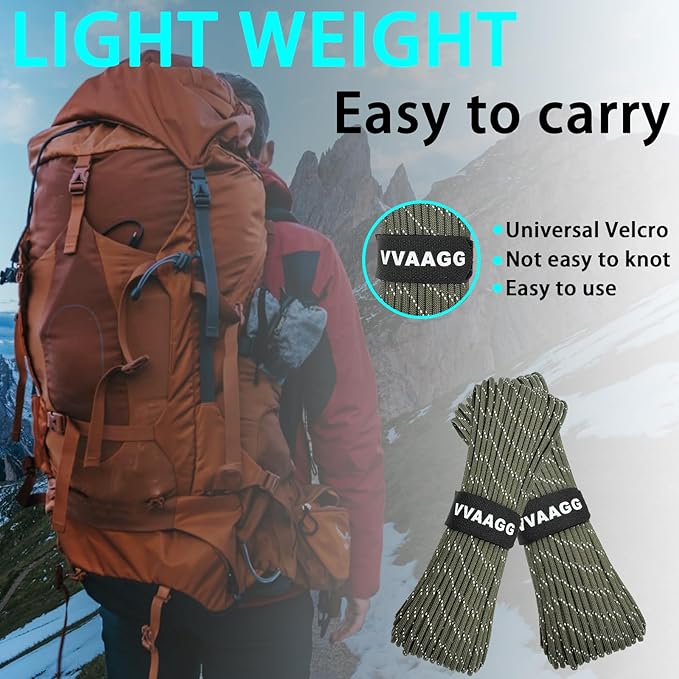 VVAAGG Reflective Paracord Rope 100FT, 7 Strand Nylon para Cord Lanyard Utility 550 Parachute Cord, 4mm Thin Tent Rope for Outdoor Camping Hiking