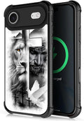 for iPhone 17 Air Case,for MagSafe Graphic Design for Girl Boy Soft Silicone Hard Acrylic Shock Protection Designed for iPhone 17 Air Lion Cross Jesus Christ Dove Pattern