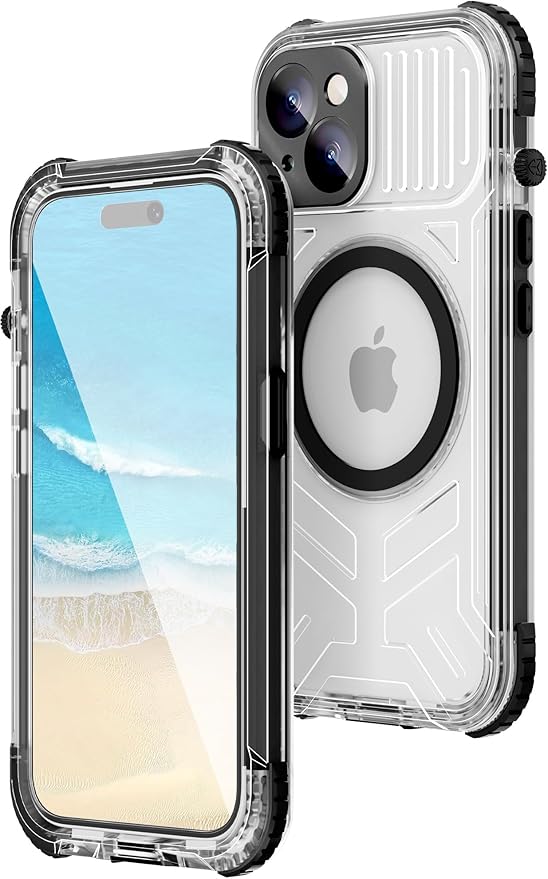 WIFORT for iPhone 15 Plus Waterproof Case, [IP68 Underwater Dustproof][Built-in Screen][15FT Military Shockproof], 360 Full Body Sealed Protection Cover Magnetic Frosted Phone Case, 6.7" Black