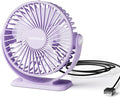 TriPole Desk Fan USB Powered Mini Portable Fan 3 Speeds Strong Airflow Small USB Fans 360°Rotation Personal Travel Fan 5.1 Inch for Home Office Table Bedroom Bedside Desktop, Purple, 4.9ft Cable