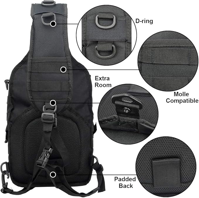hopopower Tactical Sling Bag, Sport Bag Military Rover Shoulder Backpack EDC Assault Range Bag, Chest Pack Handbag Waterproof