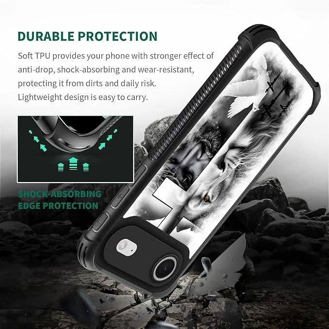 for iPhone 17 Air Case,for MagSafe Graphic Design for Girl Boy Soft Silicone Hard Acrylic Shock Protection Designed for iPhone 17 Air Lion Cross Jesus Christ Dove Pattern