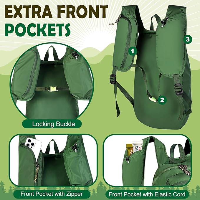 12L Ultralight & Thin Packable Daypack, Small Foldable Hiking Backpack Travel Bag, Water Resistant Day Pack for Men Women