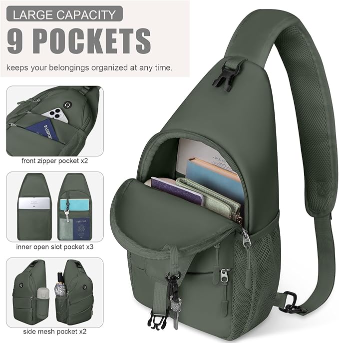 Pritent Crossbody Bags for Women Men Trendy Sling Bag Backpack Casual Chest Bag with Convertible Shoulder Strap