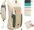 G4Free 20L Hiking Backpack Lightweight Daypack with Phone Pocket Small Packable Foldable Hiking Bag for Women Men, Green+Beige