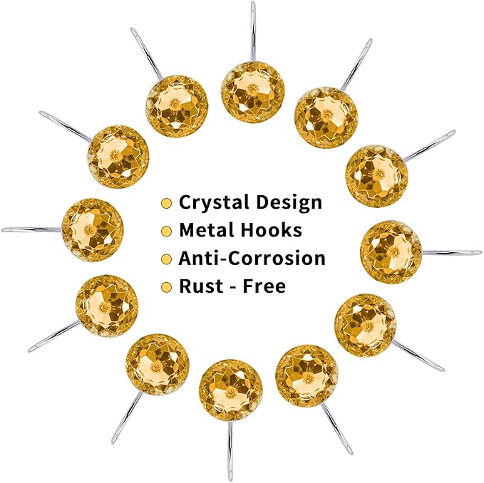 MitoVilla Yellow Shower Curtain Hooks Rings, Gold Metal Shower Hooks for Fall Shower Curtain or Liner, Shower Rings for Curtain Accessories and Bathroom Shower Rod, 12 Pack Set